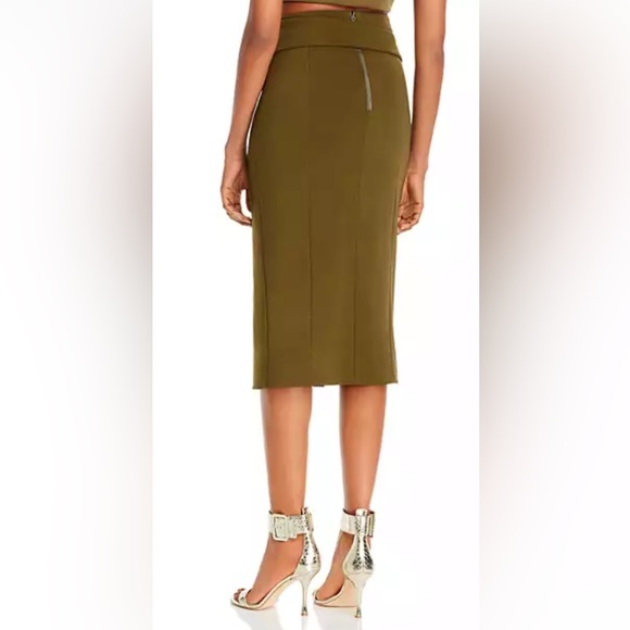 NWT Alice&olivia sz 8 green midi skirt with slit and tie - Picture 3 of 7